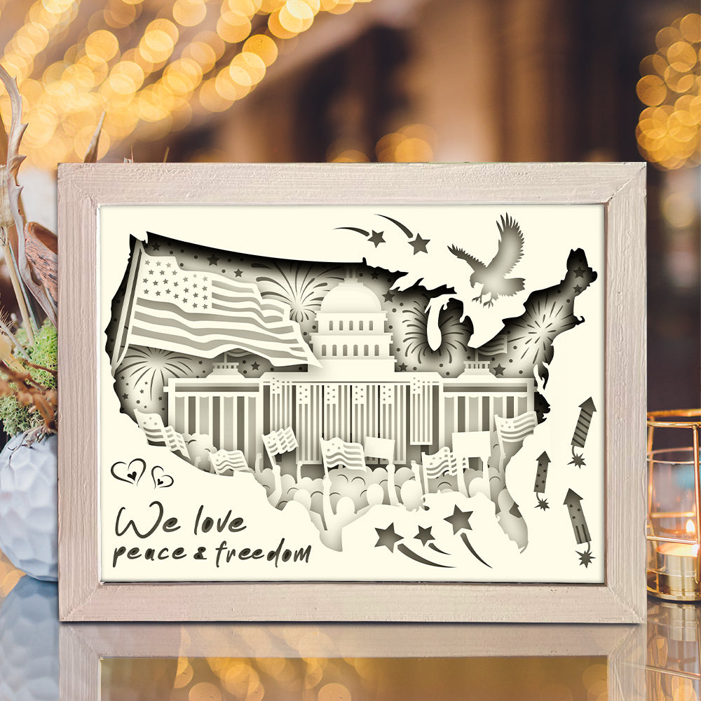 Happy 4th Of July 3 - 3D Special Occasions Papercut Lightbox File - Cricut File - VEKTOR KRAFT