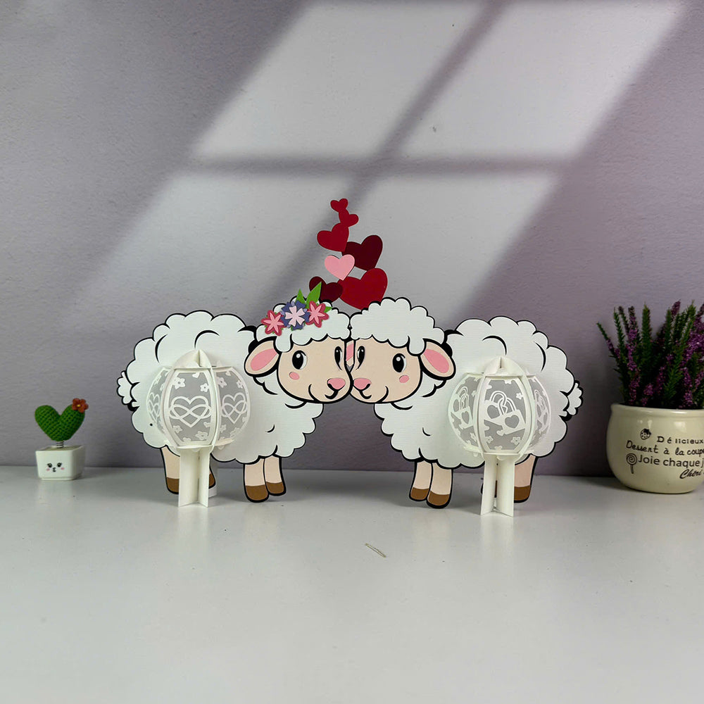 Sheep Couple – 3D Lantern SVG File for Cricut & Silhouette
