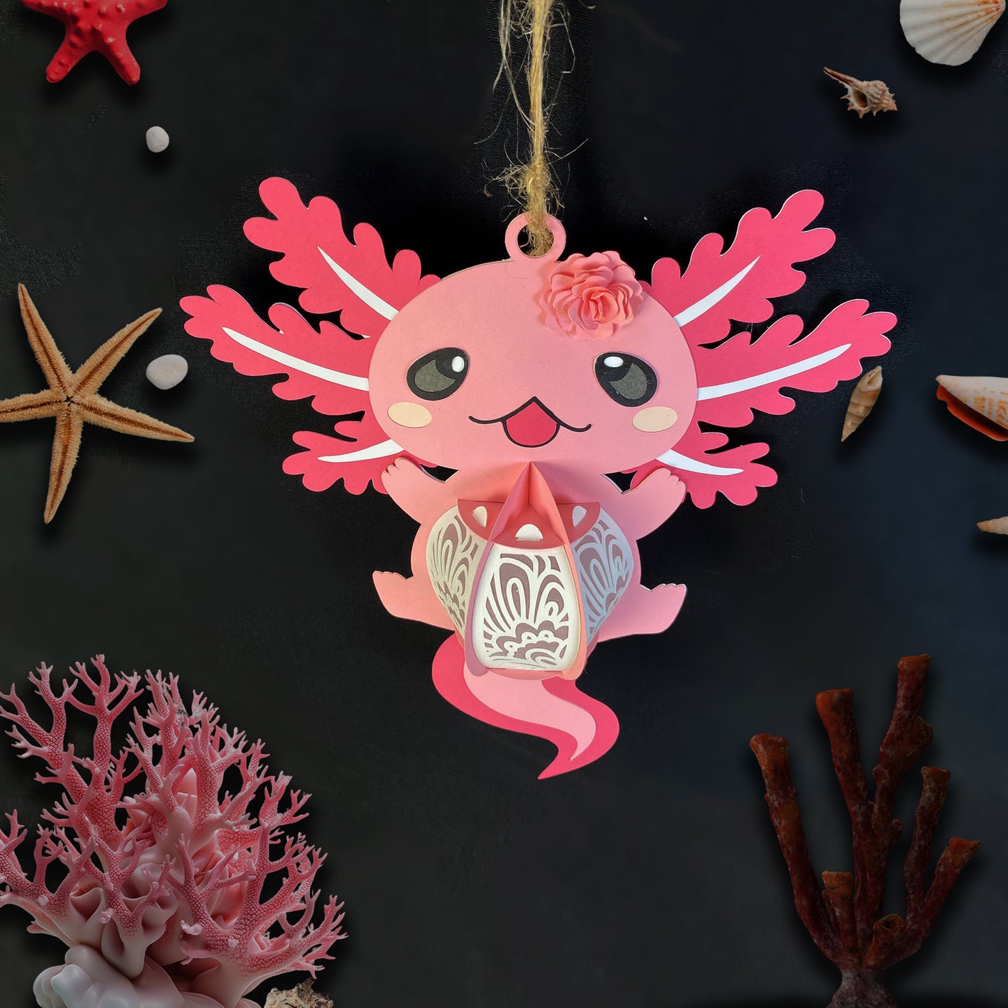 Pink Axolotl – 3D Lantern SVG File for Cricut & Silhouette