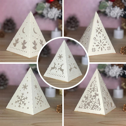 Pack 5 Christmas - 3D Pyramid Lantern File  - Cricut File  - VEKTOR KRAFT