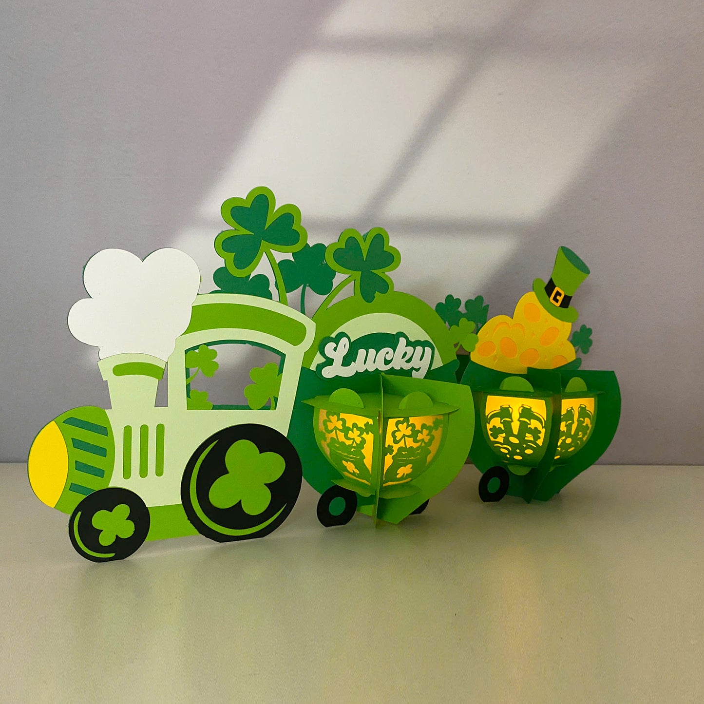Patrick Day Train – 3D Lantern SVG File for Cricut & Silhouette