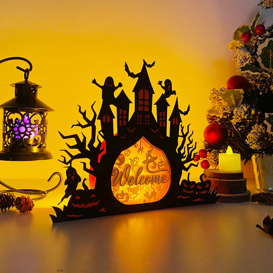 Halloween Welcome – 3D Haunted Castle Box  File - Cricut File - VEKTOR KRAFT