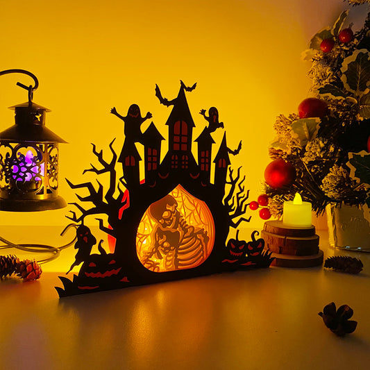 Skeletons – 3D Haunted Castle Box  File - Cricut File - VEKTOR KRAFT