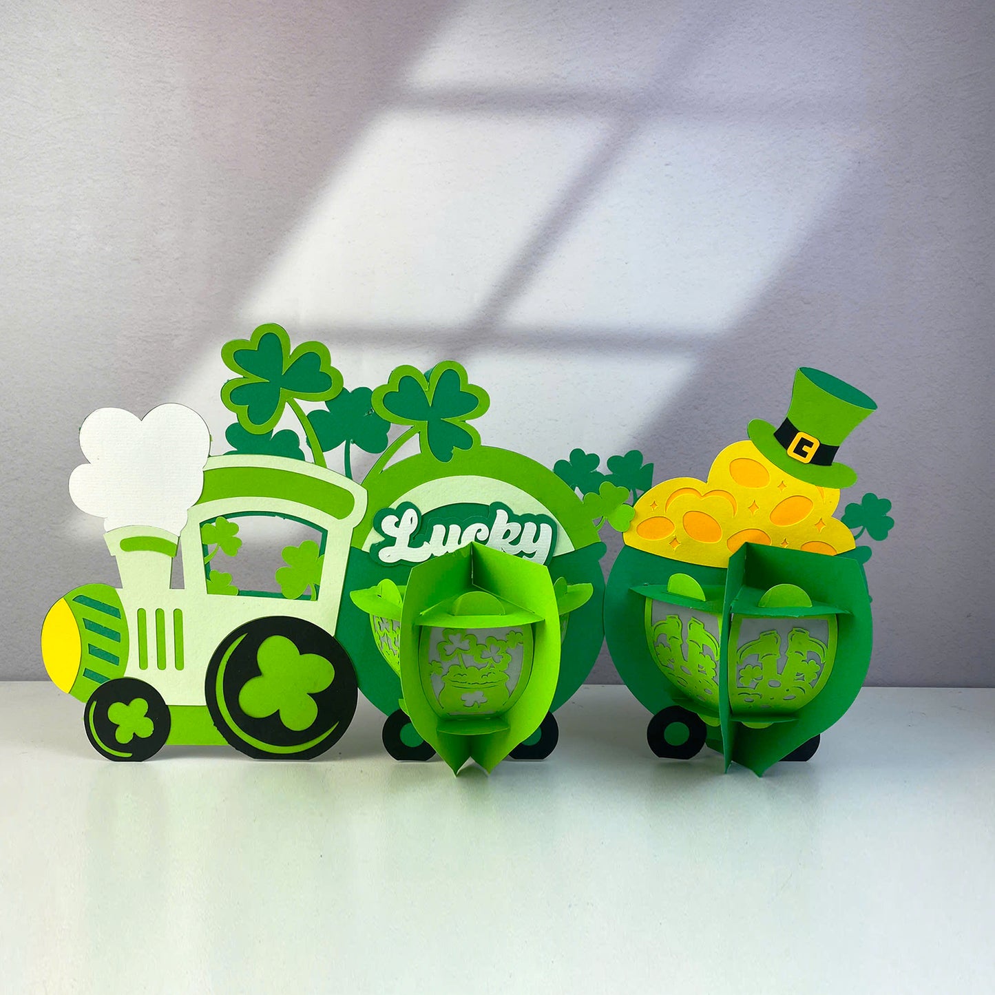 Patrick Day Train – 3D Lantern SVG File for Cricut & Silhouette