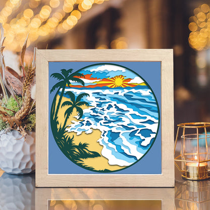 Beach 3 – 3D Paper Cut Shadow Box File - Cricut File - (8x8 inches) - VEKTOR KRAFT