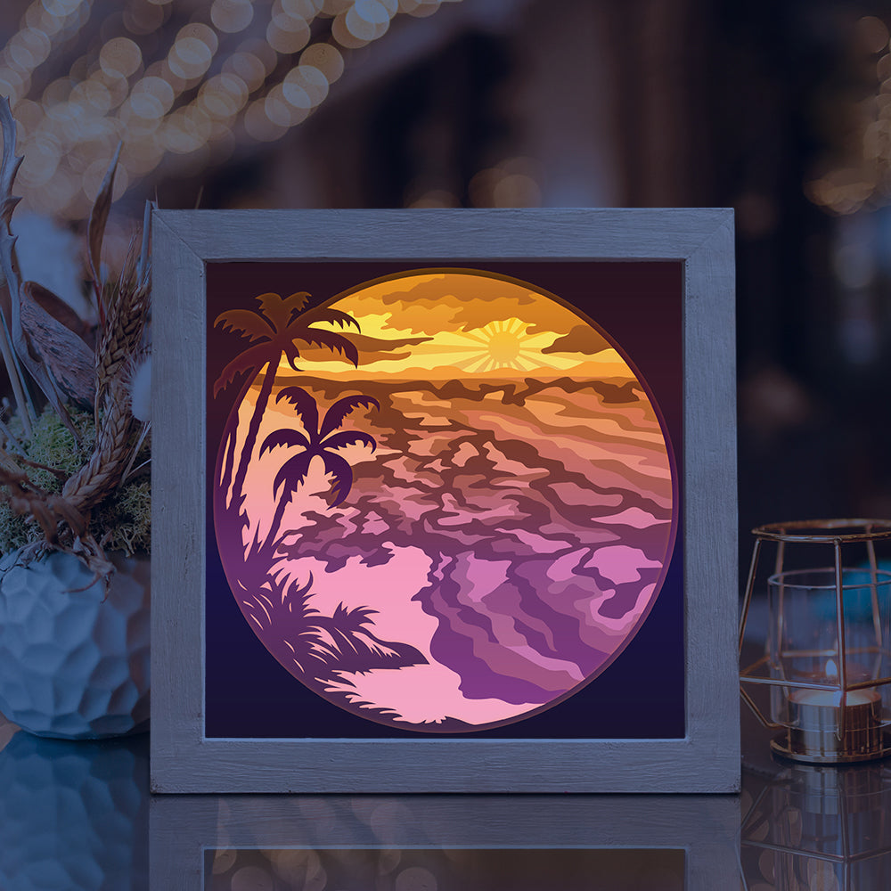 Beach 3 – 3D Paper Cut Shadow Box File - Cricut File - (8x8 inches) - VEKTOR KRAFT