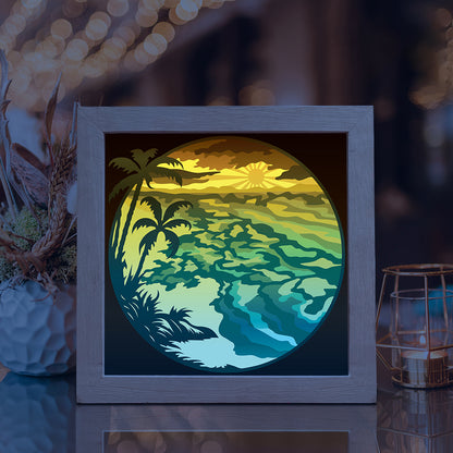 Beach 3 – 3D Paper Cut Shadow Box File - Cricut File - (8x8 inches) - VEKTOR KRAFT