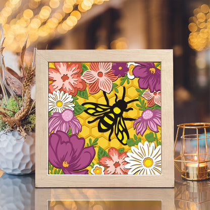 Bee and Flowers 2 – 3D Shadow Box SVG File for Cricut & Silhouette