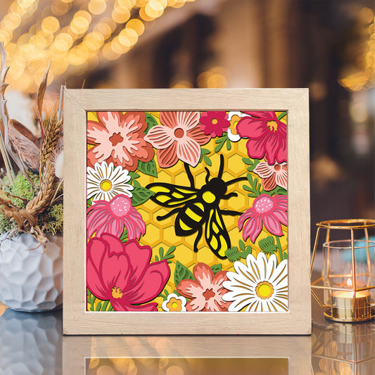 Bee and Flowers 2 – 3D Shadow Box SVG File for Cricut & Silhouette