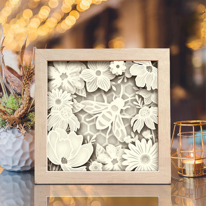 Bee and Flowers 2 – 3D Shadow Box SVG File for Cricut & Silhouette