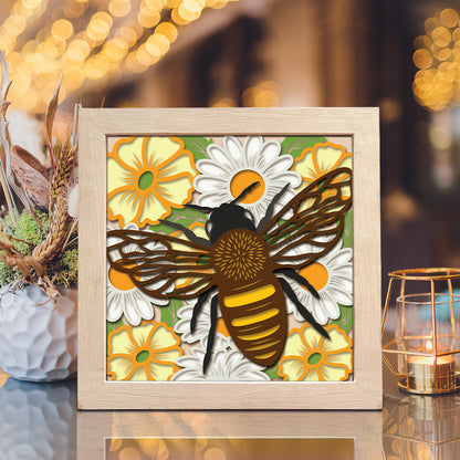Bee and Flowers – 3D Shadow Box SVG File for Cricut & Silhouette