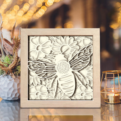 Bee and Flowers – 3D Shadow Box SVG File for Cricut & Silhouette