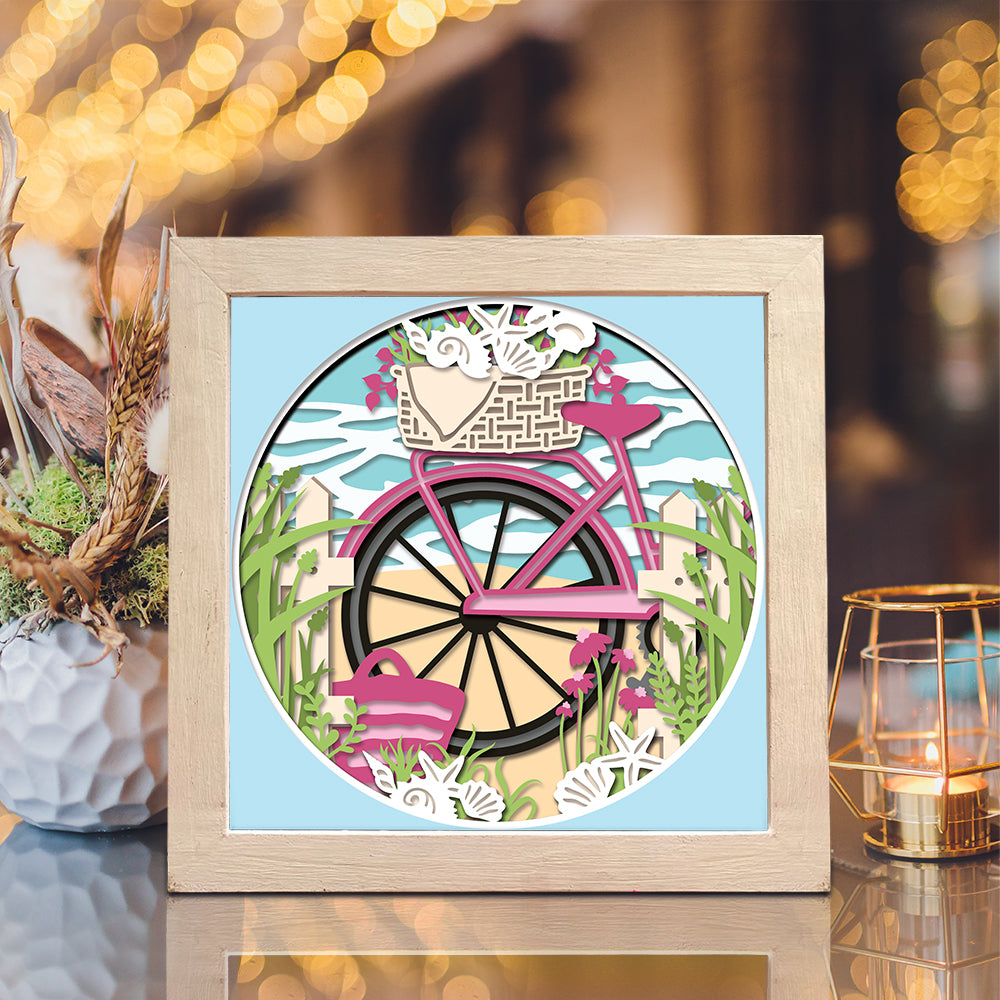 Bike on The Beach – 3D Shadow Box SVG File for Cricut & Silhouette