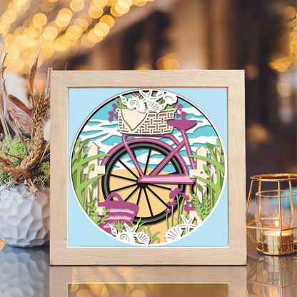Bike on The Beach – 3D Shadow Box SVG File for Cricut & Silhouette