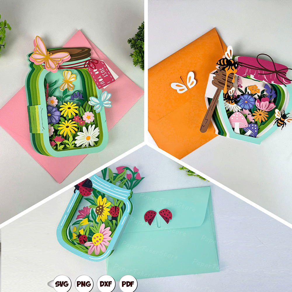 Pack 3 Flower Jar – 3D Pop-Up Card SVG File for Cricut & Silhouette