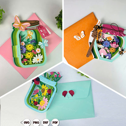 Pack 3 Flower Jar – 3D Pop-Up Card SVG File for Cricut & Silhouette