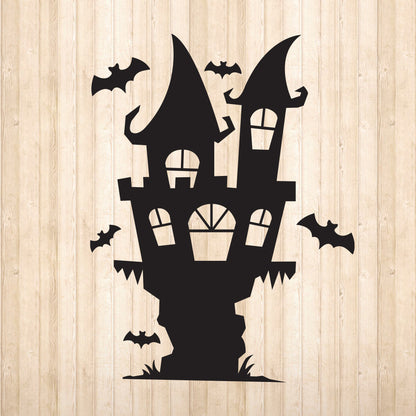 Spooky Castle With Bats - Cricut File - VEKTOR KRAFT