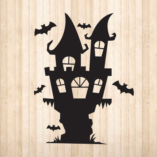 Spooky Castle With Bats - Cricut File - VEKTOR KRAFT