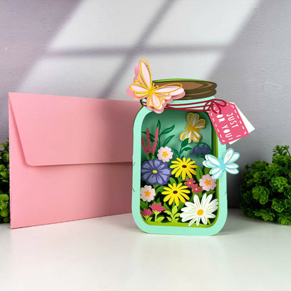 Flower Mason Jar – 3D Pop-Up Card SVG File for Cricut & Silhouette