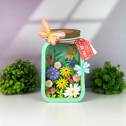 Flower Mason Jar – 3D Pop-Up Card SVG File for Cricut & Silhouette