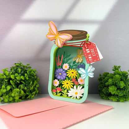Flower Mason Jar – 3D Pop-Up Card SVG File for Cricut & Silhouette
