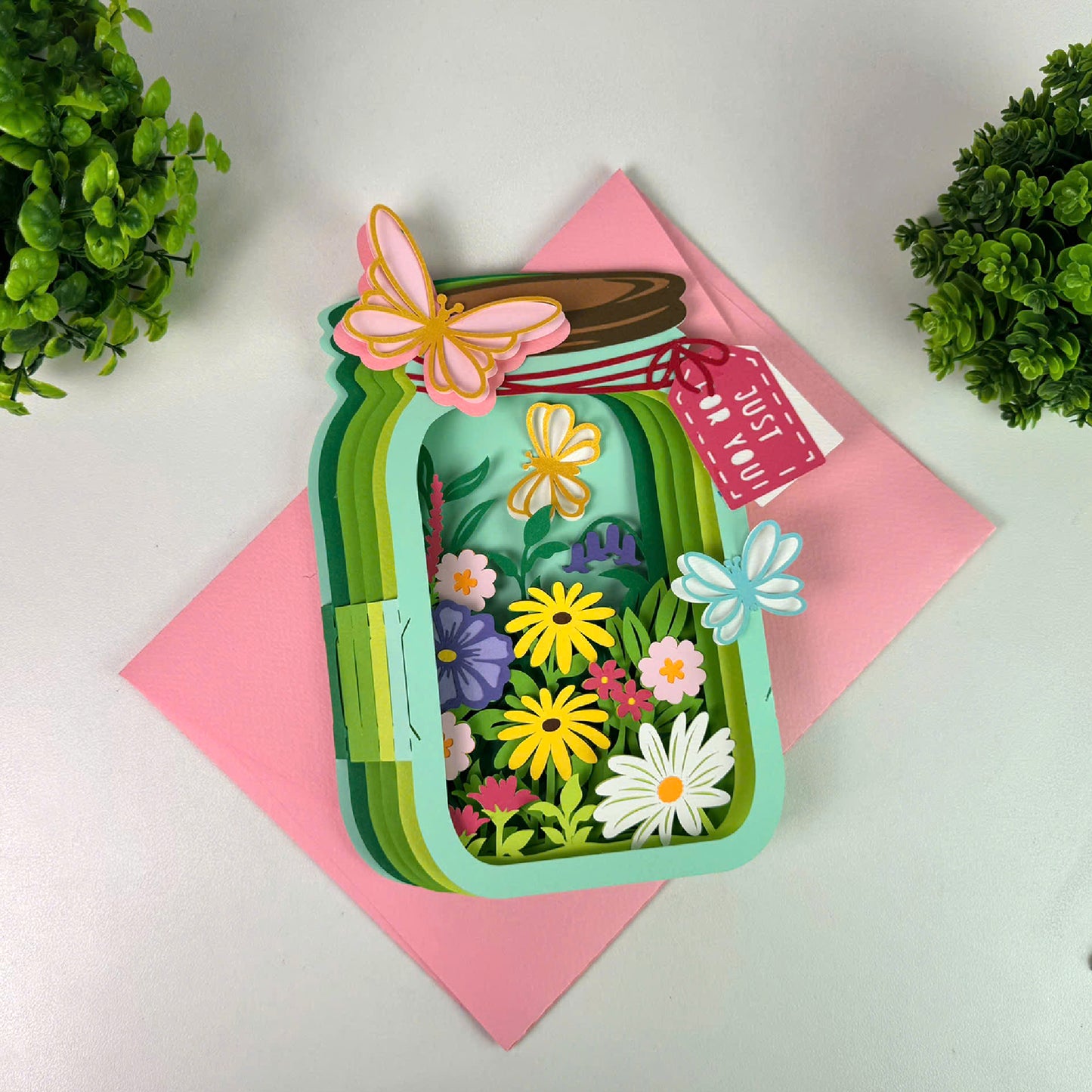 Flower Mason Jar – 3D Pop-Up Card SVG File for Cricut & Silhouette