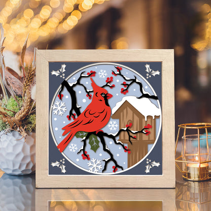 Cardinal In Winter – 3D Shadow Box SVG File for Cricut & Silhouette