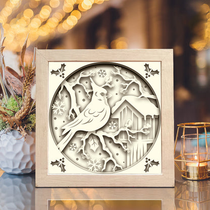 Cardinal In Winter – 3D Shadow Box SVG File for Cricut & Silhouette