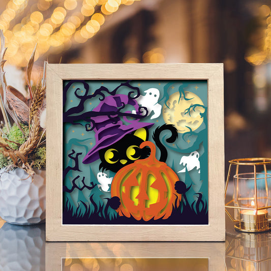 Cat Witch – 3D Shadow Box SVG File for Cricut & Silhouette