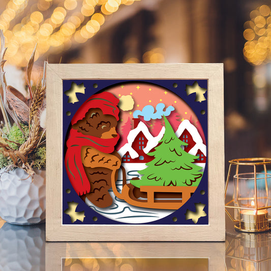Christmas Bear – 3D Shadow Box SVG File for Cricut & Silhouette