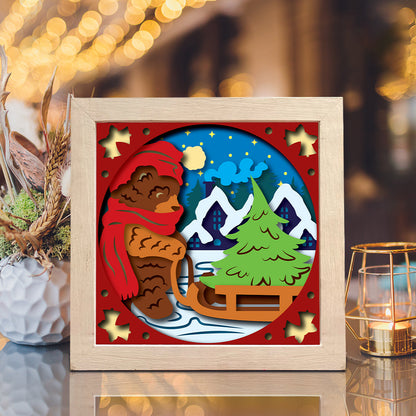 Christmas Bear – 3D Shadow Box SVG File for Cricut & Silhouette