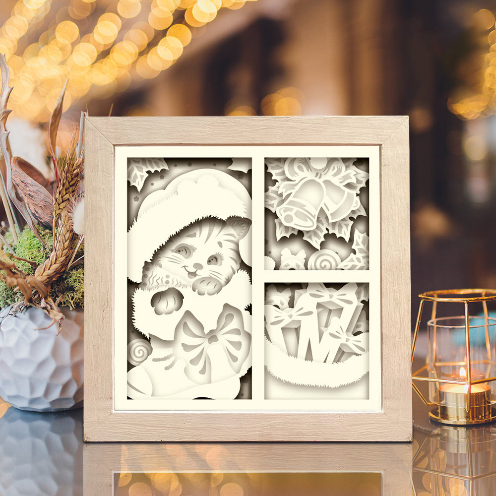 Christmas Cat 1 – 3D Shadow Box SVG File for Cricut & Silhouette