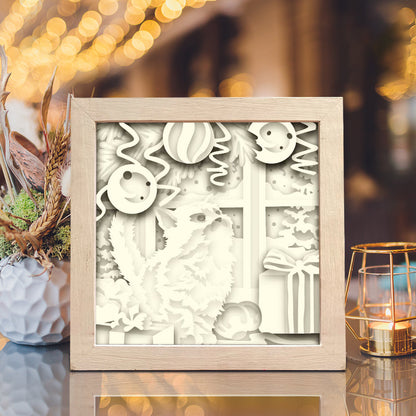 Christmas Cat 2 – 3D Shadow Box SVG File for Cricut & Silhouette