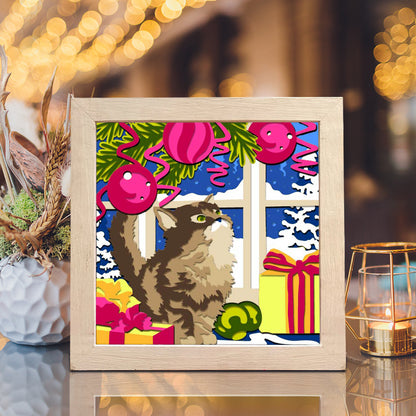 Christmas Cat 2 – 3D Shadow Box SVG File for Cricut & Silhouette