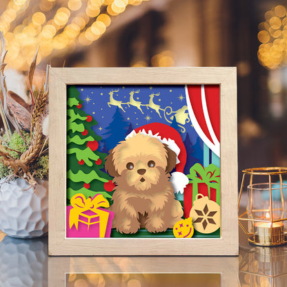 Christmas Dog – 3D Shadow Box SVG File for Cricut & Silhouette