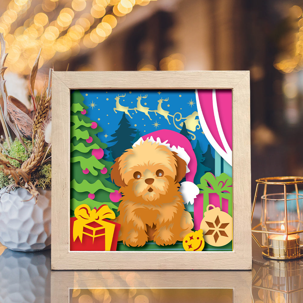 Christmas Dog – 3D Shadow Box SVG File for Cricut & Silhouette