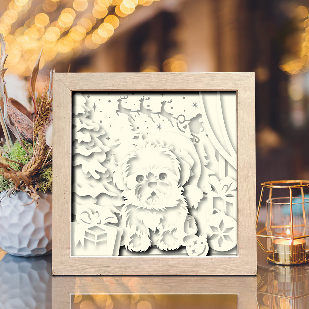 Christmas Dog – 3D Shadow Box SVG File for Cricut & Silhouette