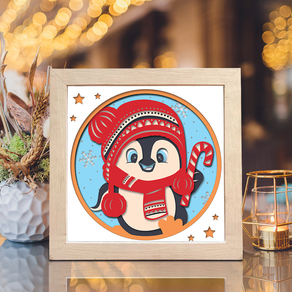 Christmas Penguin – 3D Shadow Box SVG File for Cricut & Silhouette