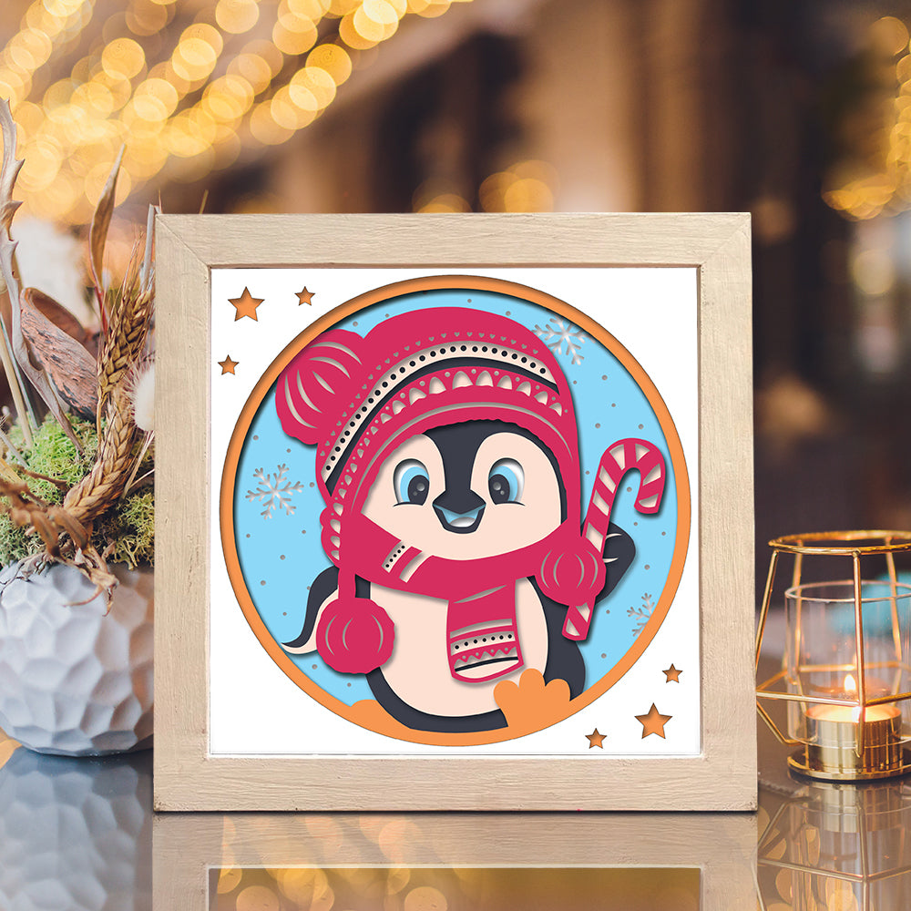 Christmas Penguin – 3D Shadow Box SVG File for Cricut & Silhouette