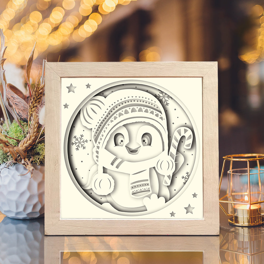 Christmas Penguin – 3D Shadow Box SVG File for Cricut & Silhouette