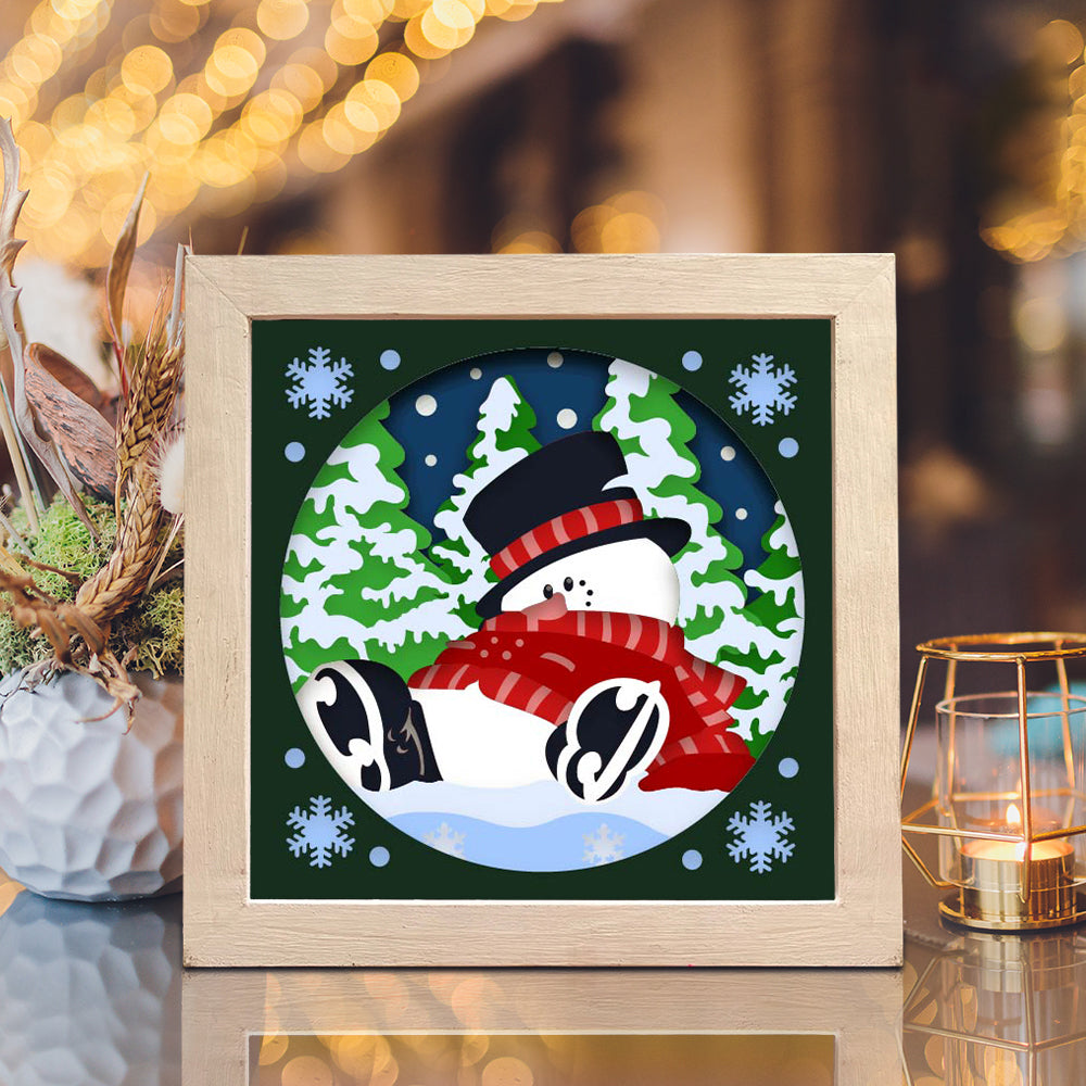 Christmas Snowman 3 – 3D Shadow Box SVG File for Cricut & Silhouette