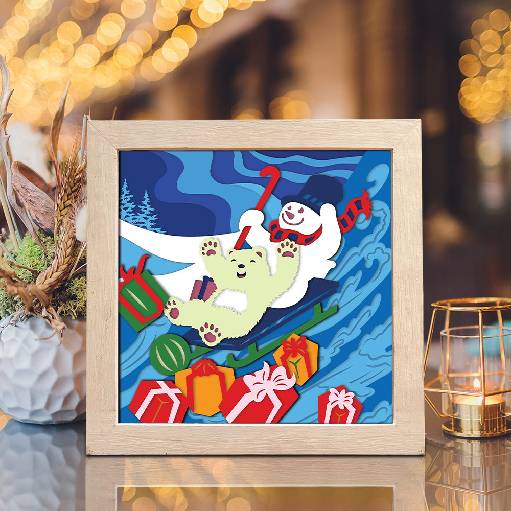 Christmas Snowman 5 – 3D Christmas Paper Cut Shadow Box File - Cricut File - (8x8 inches) - VEKTOR KRAFT