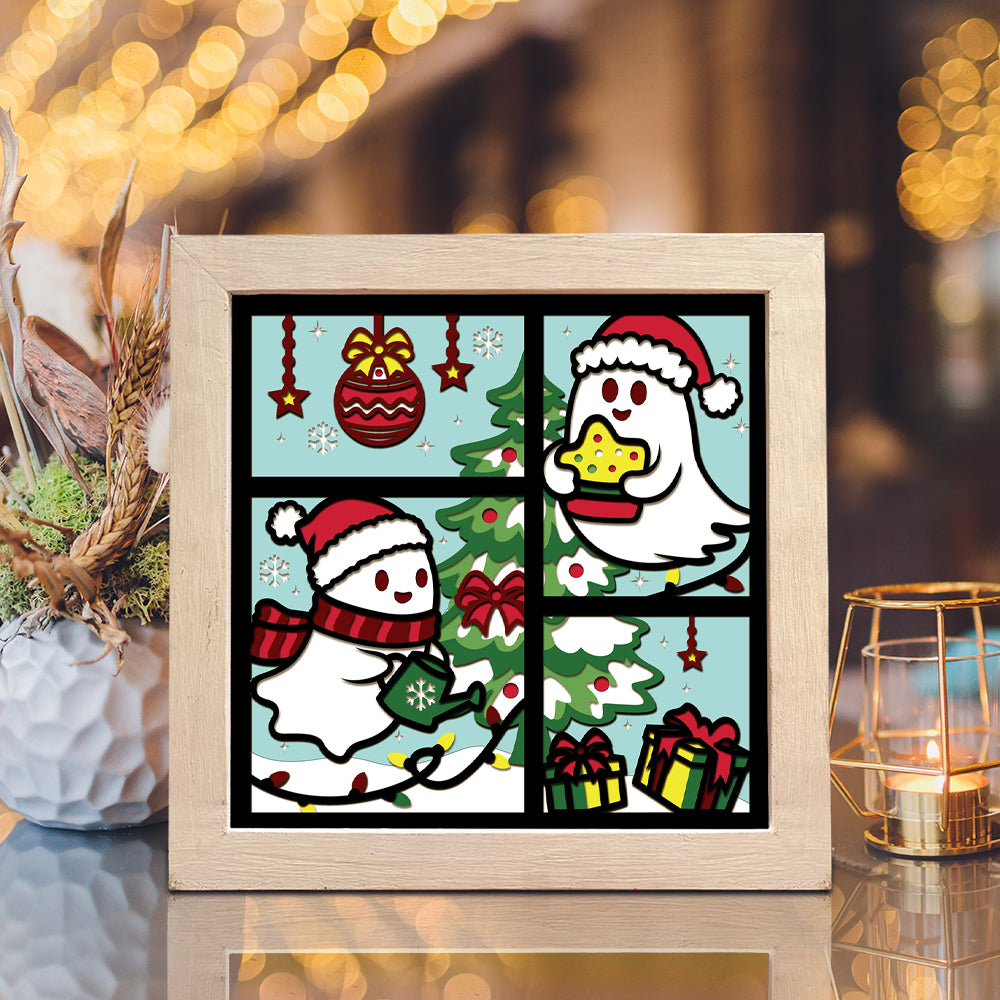 Cute Ghost Christmas – 3D Shadow Box SVG File for Cricut & Silhouette