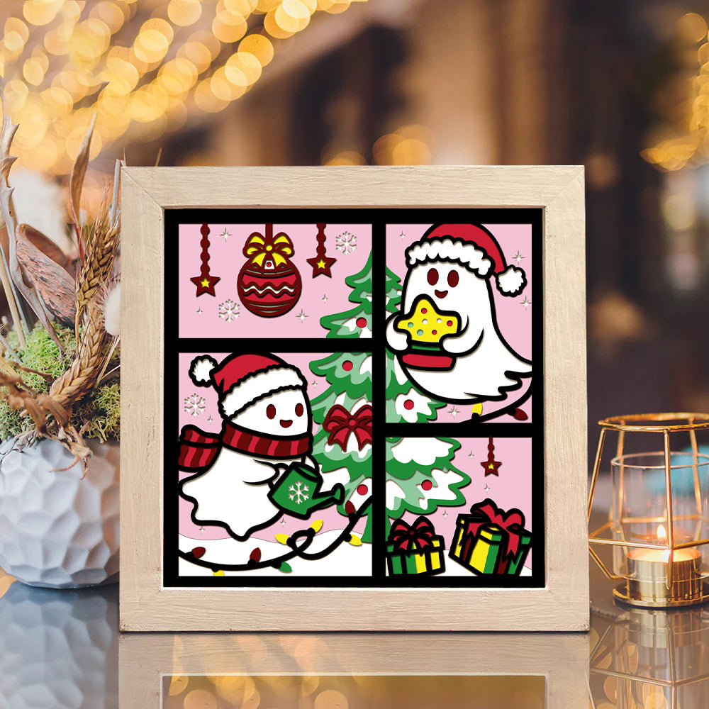 Cute Ghost Christmas – 3D Shadow Box SVG File for Cricut & Silhouette