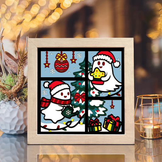 Cute Ghost Christmas – 3D Shadow Box SVG File for Cricut & Silhouette