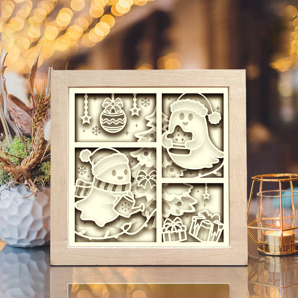 Cute Ghost Christmas – 3D Shadow Box SVG File for Cricut & Silhouette