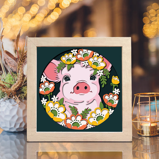 Cute Pig – 3D Shadow Box SVG File for Cricut & Silhouette