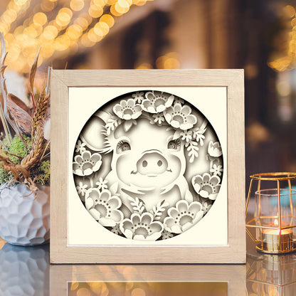 Cute Pig – 3D Shadow Box SVG File for Cricut & Silhouette