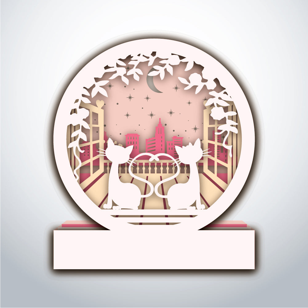 Cat Couple – 3D Pop-Up Card SVG File for Cricut & Silhouette