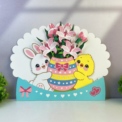 Rabbit And Chicken – 3D Pop-Up Card SVG File for Cricut & Silhouette
